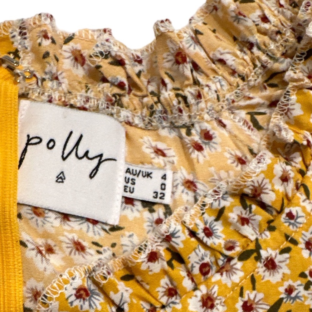 Princess polly summer yellow Floral Casia Mini Dress, Puff Sleeves dress US 0 - Picture 5 of 9